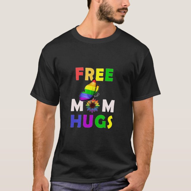 Camiseta Mamá libre abraza al mariposa de Ally Rainbow LGBT (Anverso)