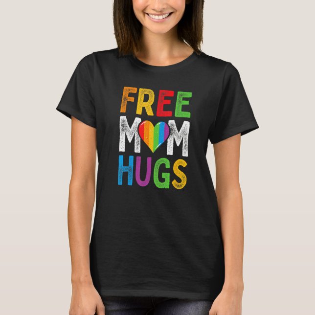 Camiseta Mamá libre abraza Boho Rainbow Heart Gay Lgbt Prid (Anverso)
