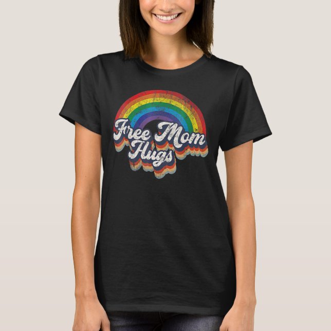 Camiseta Mamá Libre Abraza El Corazón Arcoiris Bandera Lgbt (Anverso)