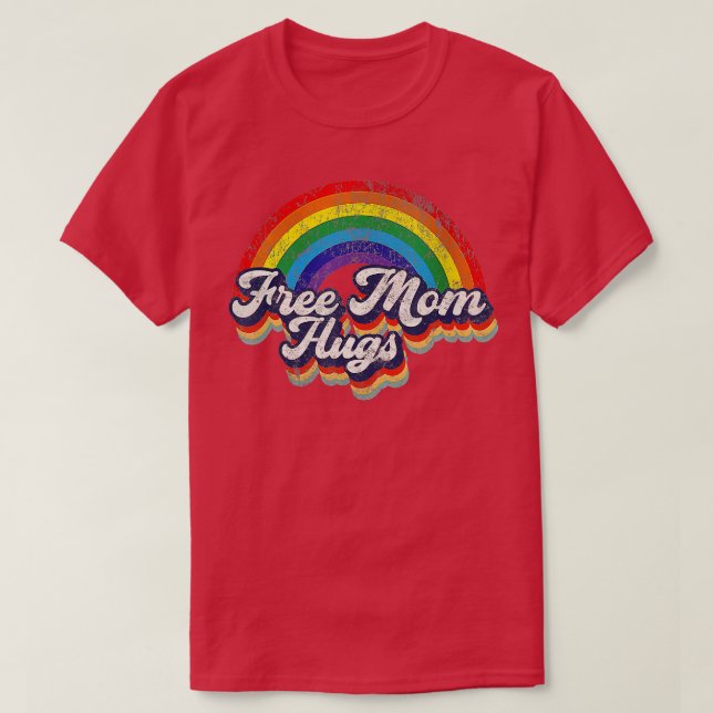 Camiseta Mamá libre abraza el corazón arcoiris Bandera LGBT (Diseño del anverso)