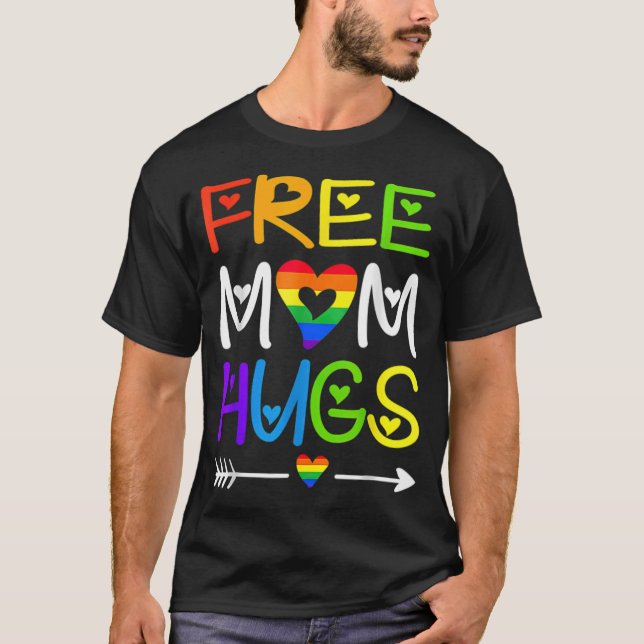 Camiseta Mamá libre abraza el corazón arcoiris LGBT  (Anverso)
