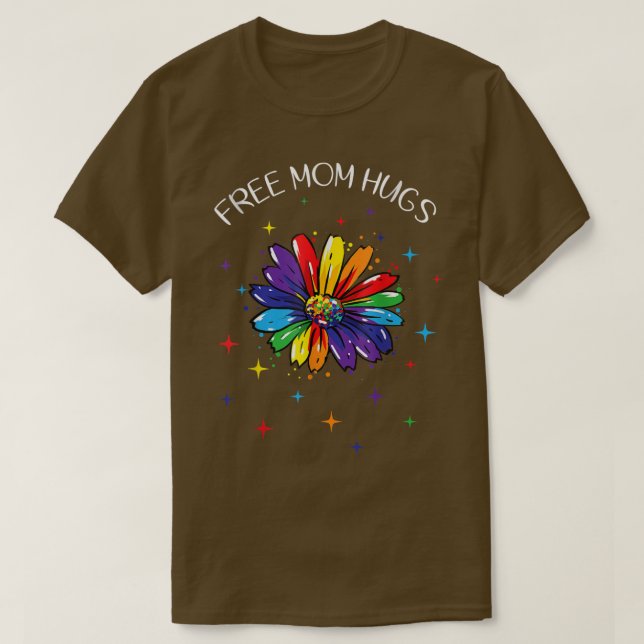 Camiseta Mamá libre abraza el girasol arcoiris mes de orgul (Diseño del anverso)
