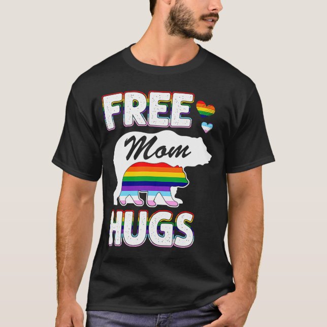 Camiseta Mamá libre abraza el orgullo gay arcoiris LGBT (Anverso)