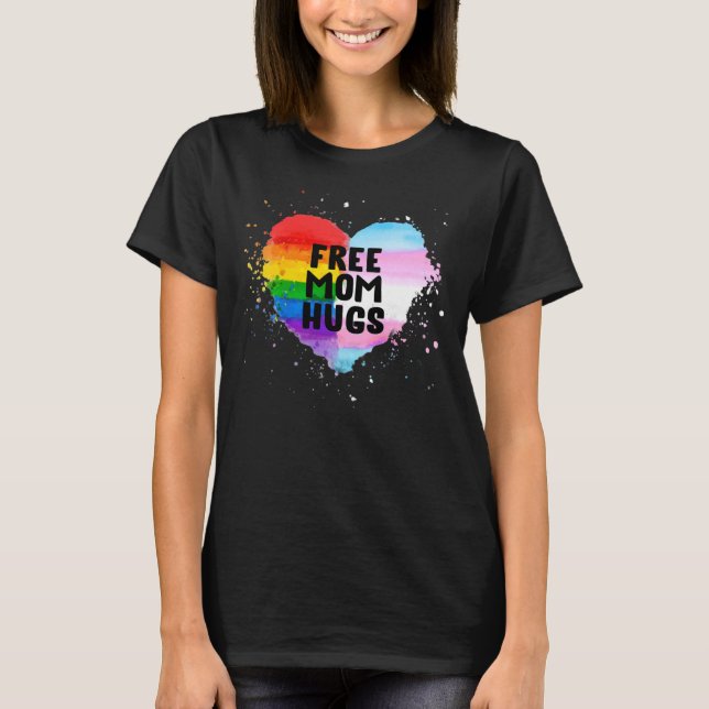 Camiseta Mamá libre abraza el orgullo gay de la bandera arc (Anverso)