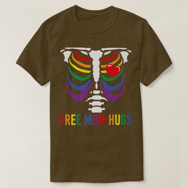 Camiseta Mamá libre abraza esqueleto Rainbow LGBT Gay lesbi (Diseño del anverso)
