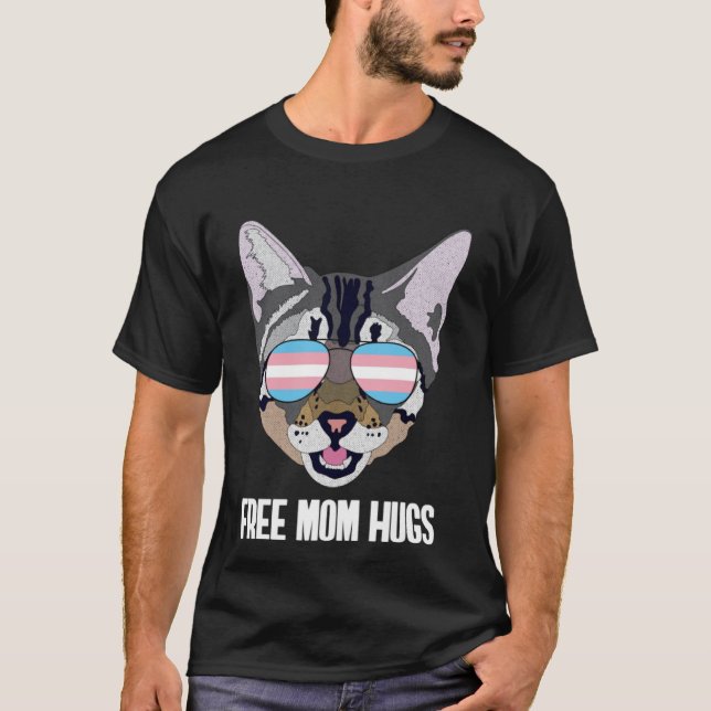 Camiseta Mamá Libre abraza Gracioso Gato Trans Orgullo Lluv (Anverso)