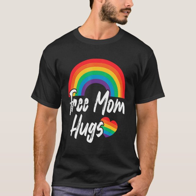 Camiseta Mamá Libre abraza Guay Lgbt Rainbow Heart Love Gay (Anverso)