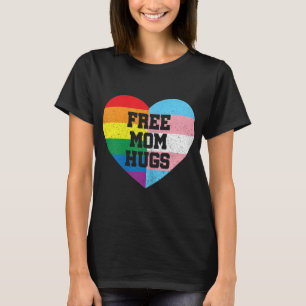 Camiseta Mamá libre abraza la bandera arco iris transgénero