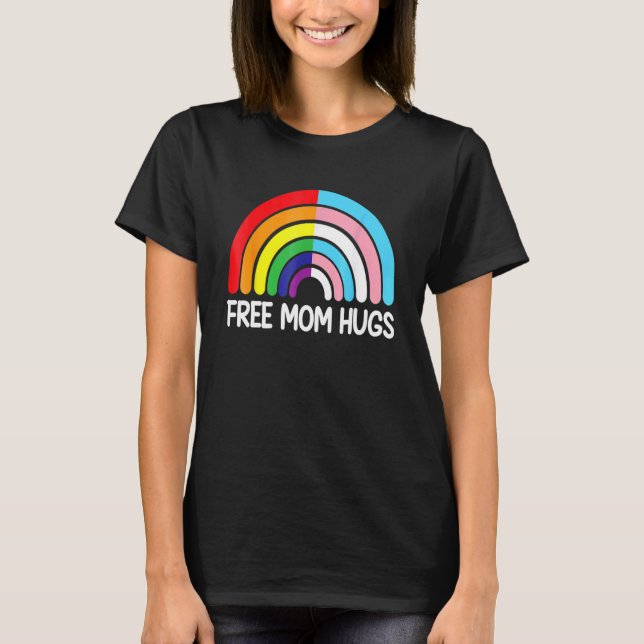 Camiseta Mamá libre abraza la bandera transexual arcoiris d (Anverso)