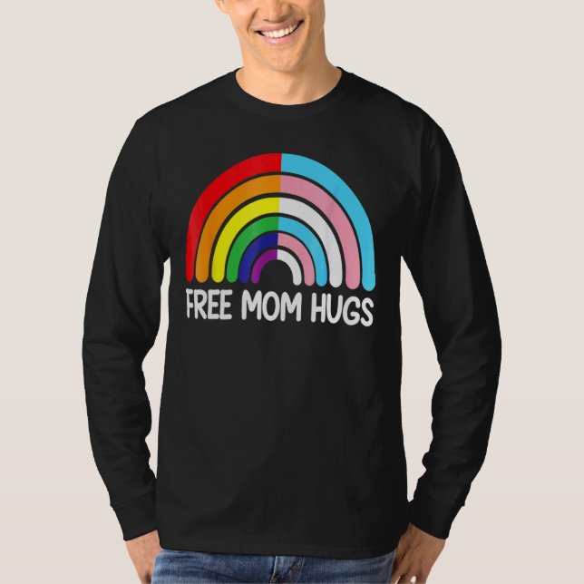 Camiseta Mamá libre abraza la bandera transexual arcoiris d (Anverso)
