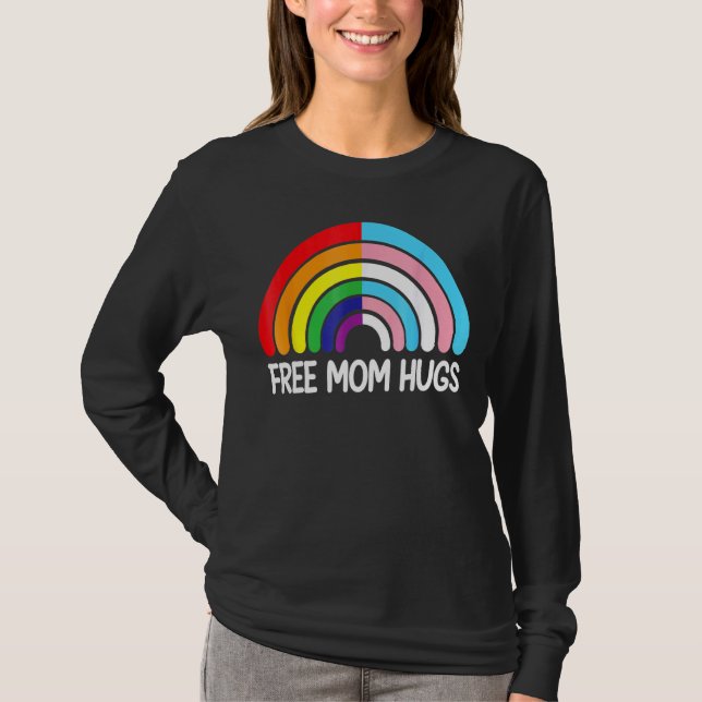 Camiseta Mamá libre abraza la bandera transexual arcoiris d (Anverso)