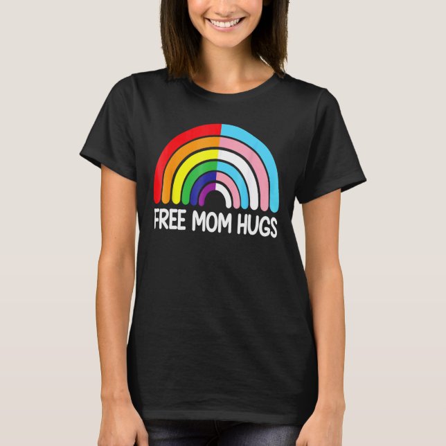 Camiseta Mamá libre abraza la bandera transexual arcoiris d (Anverso)