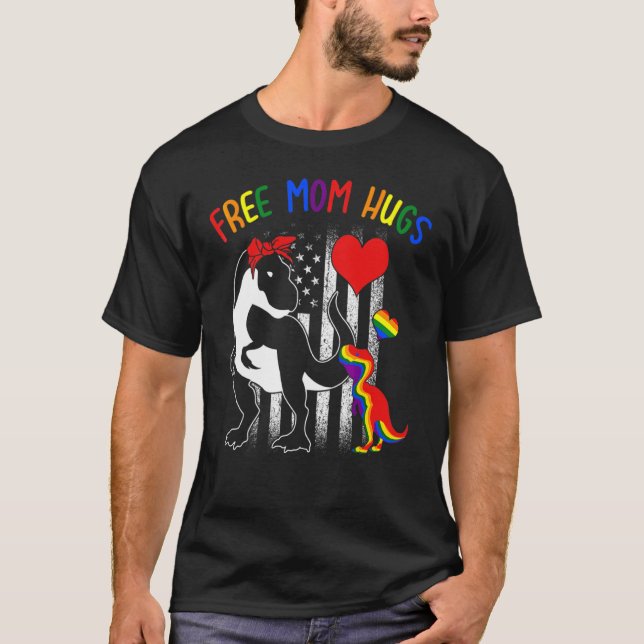 Camiseta Mamá libre abraza Lgbt Rex Orgullo transgénero Arc (Anverso)
