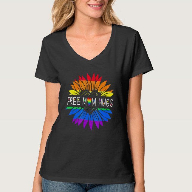 Camiseta Mamá libre abraza Orgullo Gay Lgbt Daisy Flor Arco (Anverso)
