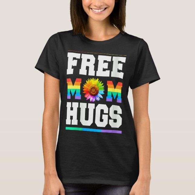 Camiseta Mamá Libre Abraza Orgullo Lgbt V Cuello (Anverso)