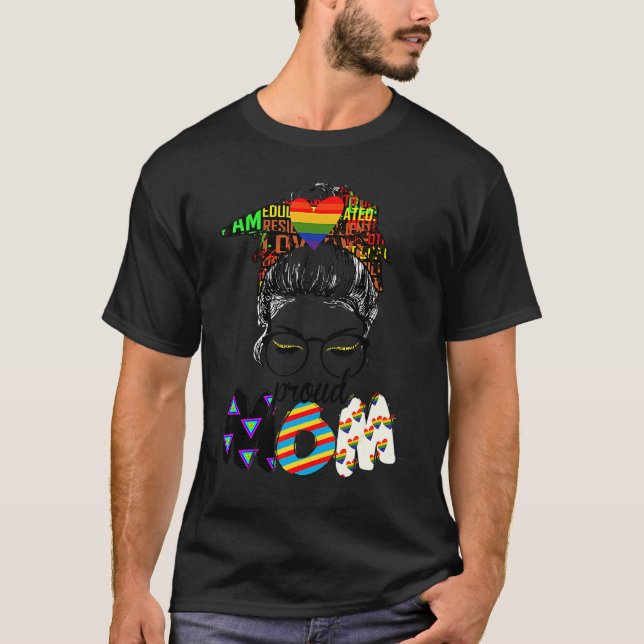 Camiseta Mamá libre abrazo Messy Bun Lgbt Orgullo Sol Té Ar (Anverso)