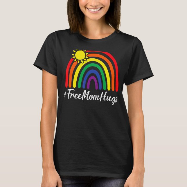 Camiseta Mamá libre abrazo Messy Bun Lgbt Orgullo Sol Té Ar (Anverso)