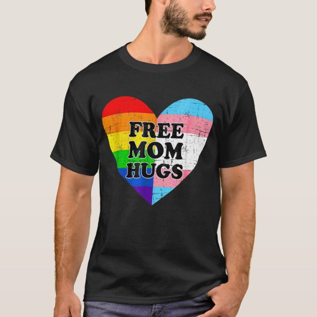 Camiseta Mamá libre de arcoiris abraza a Lgbt cardíaca con  (Anverso)