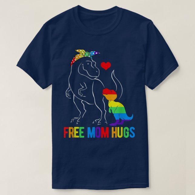 Camiseta Mamá libre LGBT abraza dinosaurio por Mamasaurus A (Diseño del anverso)
