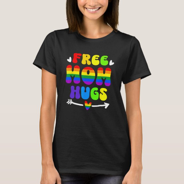 Camiseta Mamá libre retro abraza el arco iris LGBT lesbiana (Anverso)