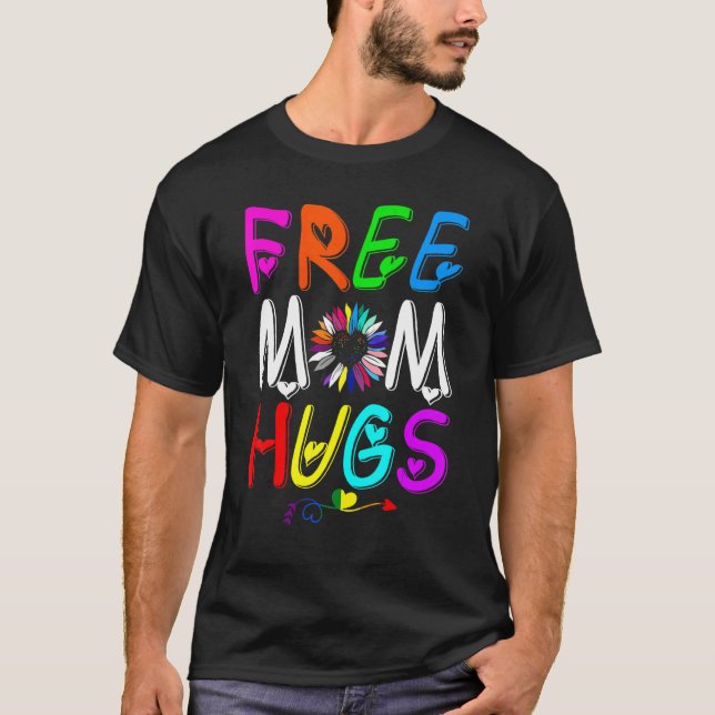 Camiseta Mamá Libre Retro Abraza El Orgullo Arcoiris Lgbtq  (Anverso)