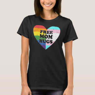 Camiseta Mamá Libre Se Abraza Con Arcoiris Y Bandera Transg