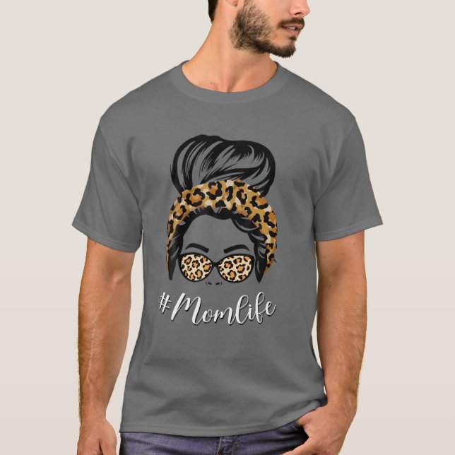 Camiseta Mama Life , Leopard Pattern Glasses Divertido Mama (Anverso)
