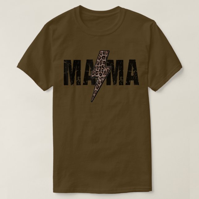 Camiseta Mama Lightning Bolt Leopard Madres de impresión Ch (Diseño del anverso)