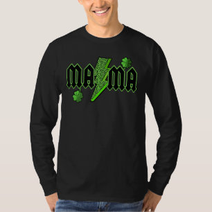Camiseta Mama Lightning Leopard St Patricks Day Shamro