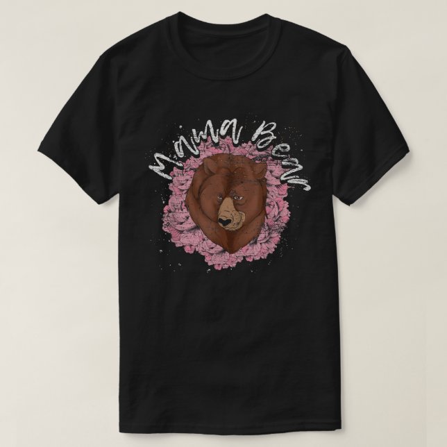 Camiseta Mamá linda con la familia del oso animal mami flor (Diseño del anverso)