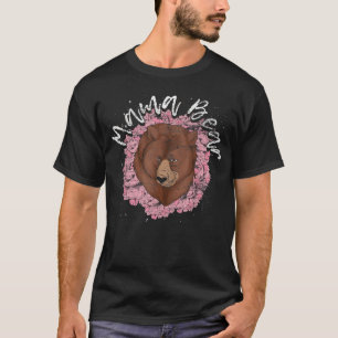 Camiseta Mamá linda con la familia del oso animal mami flor