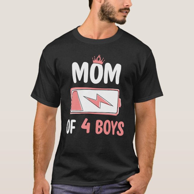 Camiseta Mamá Linda De 4 Hijos Batería Baja Mamá Día De Las (Anverso)