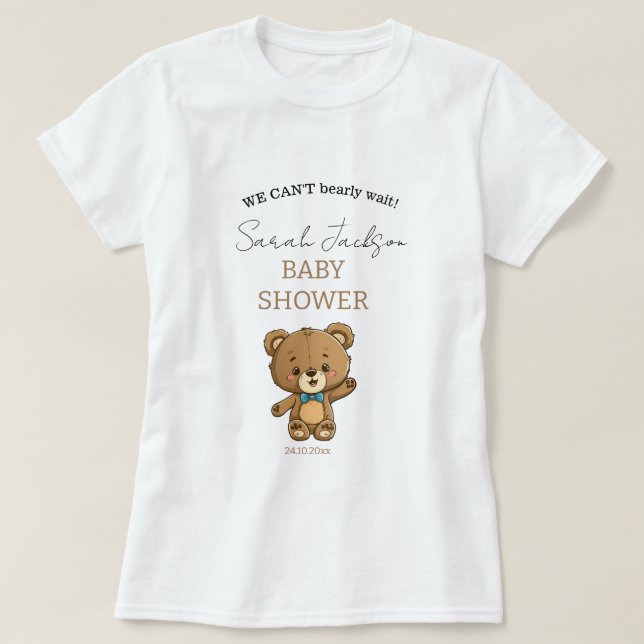 Camiseta Mamá linda será Teddy Bear Baby Shower (Diseño del anverso)