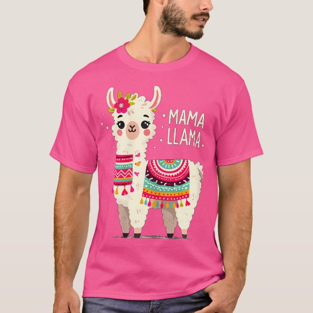 Camiseta Mama Llama Mother'S Day Birthday Party Mom Alpaca  (Anverso)