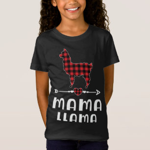 Camiseta Mama Llama Navidades Pajama Red Plaid Buffalo Fami
