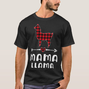 Camiseta Mama Llama Navidades Pajama Red Plaid Buffalo Fami