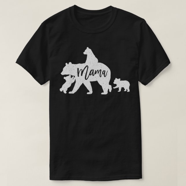 Camiseta Mamá Lleva 3 Bebés De Oso Después De Pasear En Bac (Diseño del anverso)