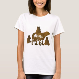 Camiseta Mamá Lleva 3 Cubos De Oso De Bebé Siguiendo A Mamá