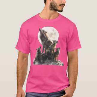 Camiseta Mamá Lobo Afeitándose En La Luna Lobo Ama El Día D