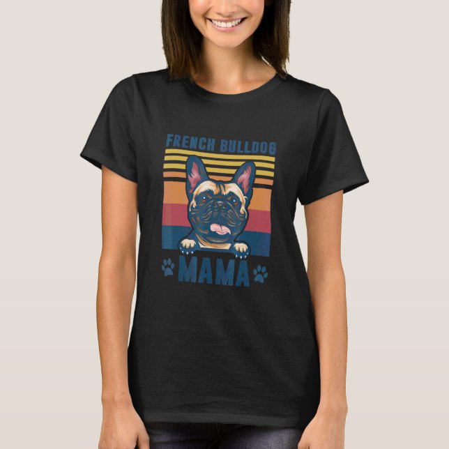 Camiseta Mamá madre madre del Bulldog francés retro madre d (Anverso)