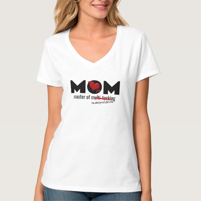 Camiseta Mamá maestra de la multitarea Imprimir mujeres V-C (Anverso)