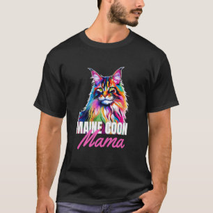 Camiseta Mamá Maine Coon Colorido Gato Lindo Dueña Mujeres