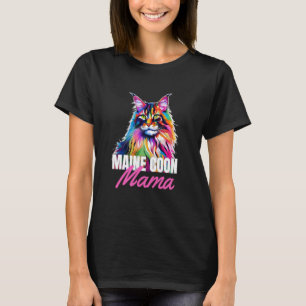 Camiseta Mamá Maine Coon Colorido Gato Lindo Dueño Mujeres 