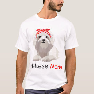Camiseta Mamá maltesa Perro Bandana Pet Lover WoMaltese