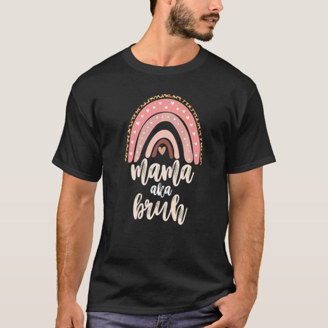 Camiseta Mamá mamá Bruh Leopardo Rosa Boho Arcoiris (Anverso)
