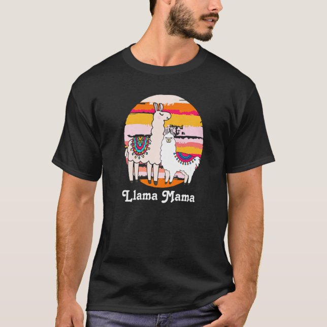 Camiseta Mamá Mamá llama cumpleaños puta retro animal 2 (Anverso)