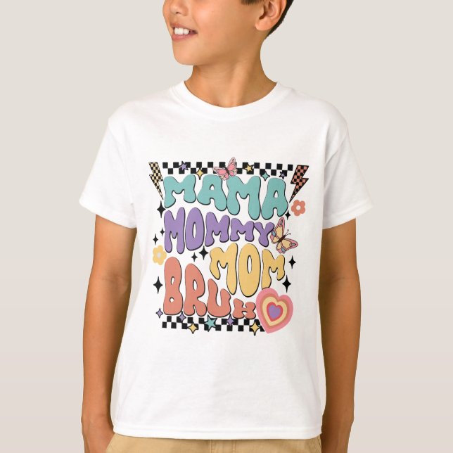 Camiseta Mamá Mamá Mamá Bruh Retro Groovy Día de la Madre V (Anverso)