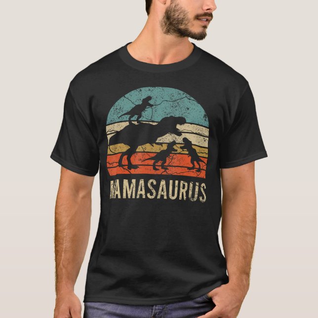 Camiseta Mamá Mamá Mamá Mamá Dinosaurio Funny 3 Niños Mamas (Anverso)
