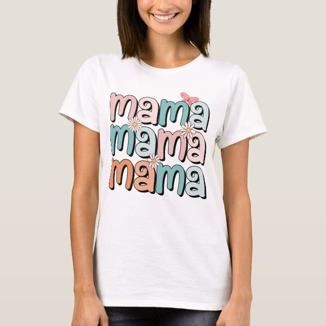 Camiseta mamá mamá mamá regalos mamá margarita mariposa (Anverso)