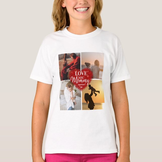 Camiseta Mamá/Mamá/Otro Collage de fotos de amor moderno (Anverso)